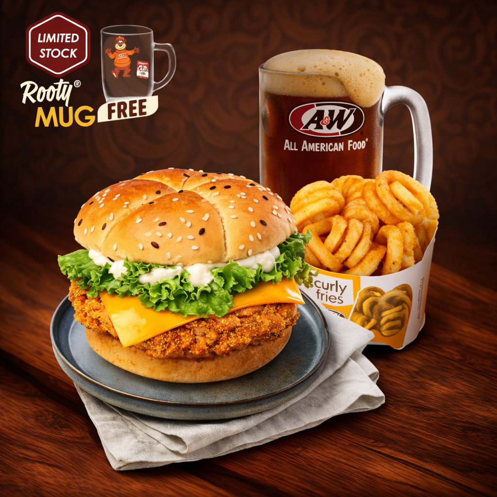 Foto NEW! Curry Chicken Sandwich, Fries, RB & FREE! AWniversary Mug