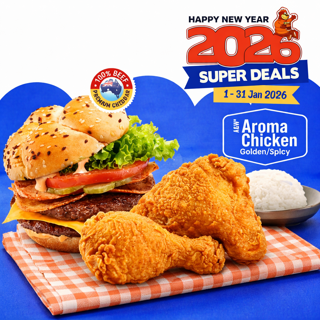 Foto SUPER - 2 Aroma Chicken, Mozza Burger & Rice