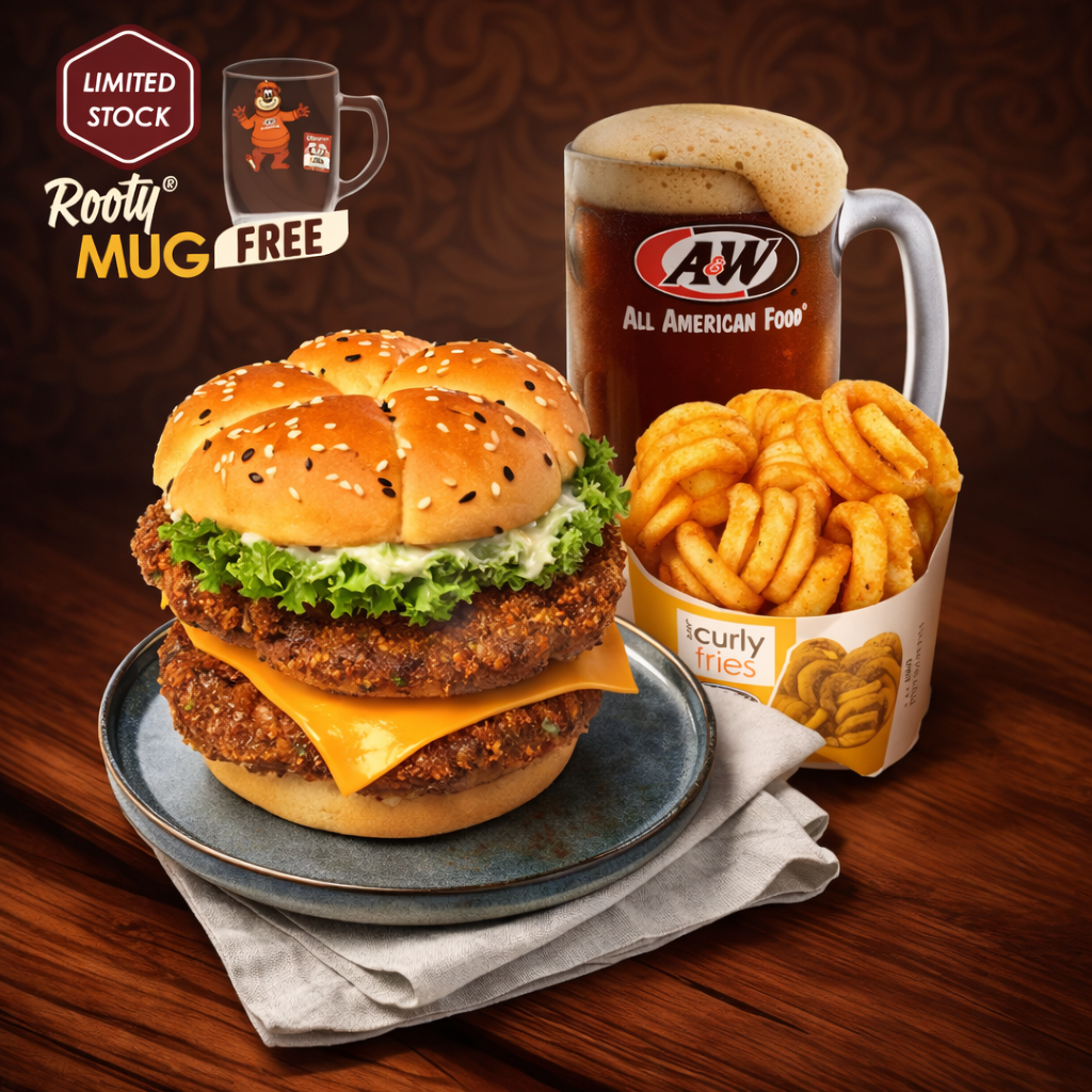 Foto NEW! Curry Double Beef Burger, Fries, RB & FREE! AWniversary Mug