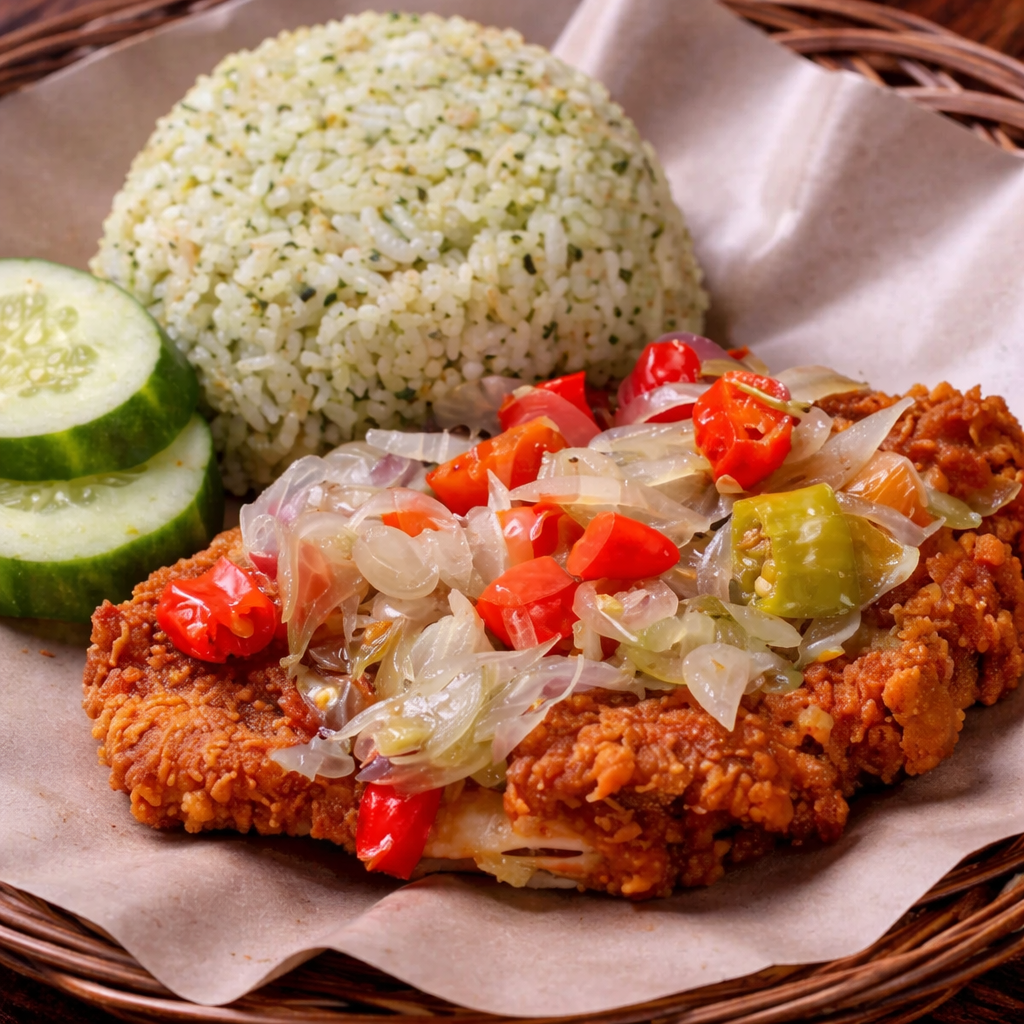 Foto Paket Nasi Ijo Ayam Geprek Sambal Matah