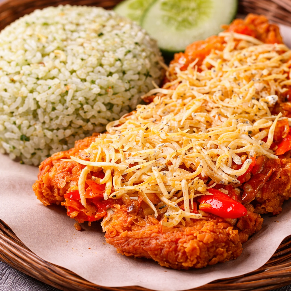 Foto Paket Nasi Ijo Ayam Geprek Sambal Teri