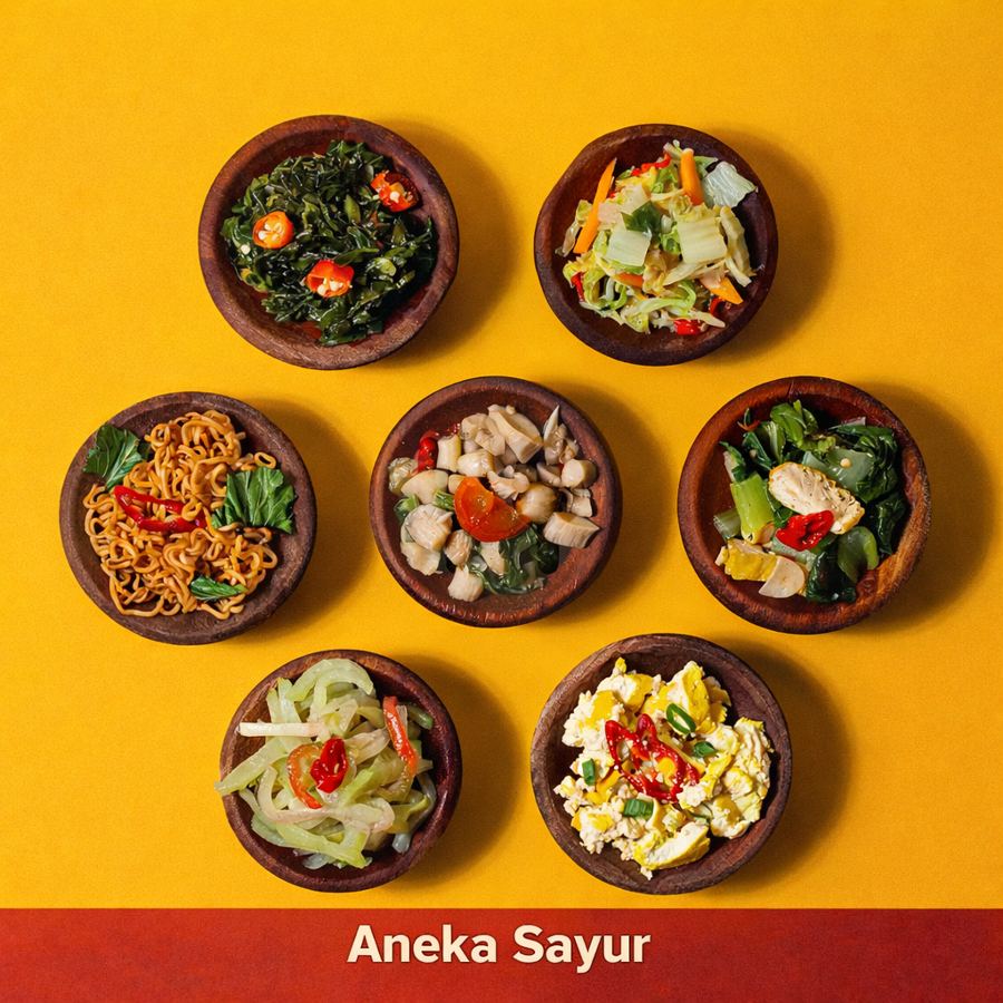 Foto Aneka Tumis Sayur sebagai side dish kamu saat makan ayam geprek