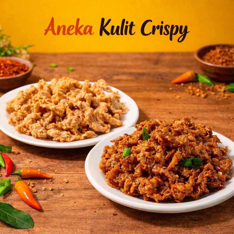 Foto kulit ayam goreng tepung, varian asin gurih (original) dan glazing pedas manis