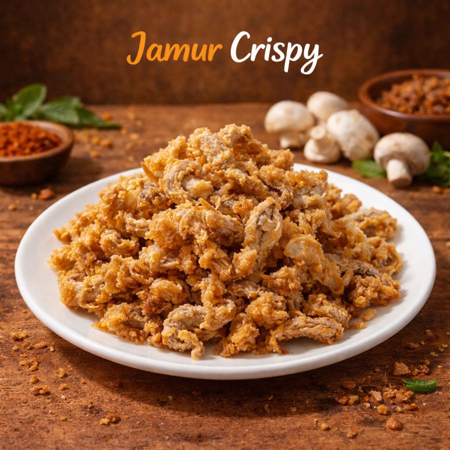 Foto jamur suwir goreng kering yang dimasak pedas manis