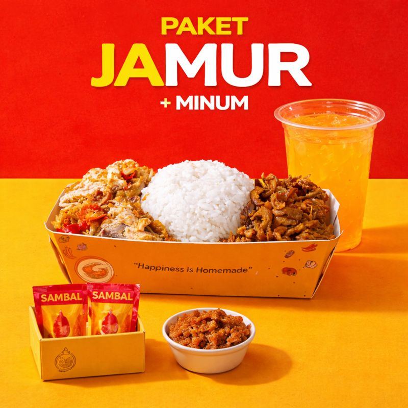 Foto Nasi + ayam geprek Original sayap / paha bawah (Lv 1-7) + Jamur Crispy + AGJ Orange Punch