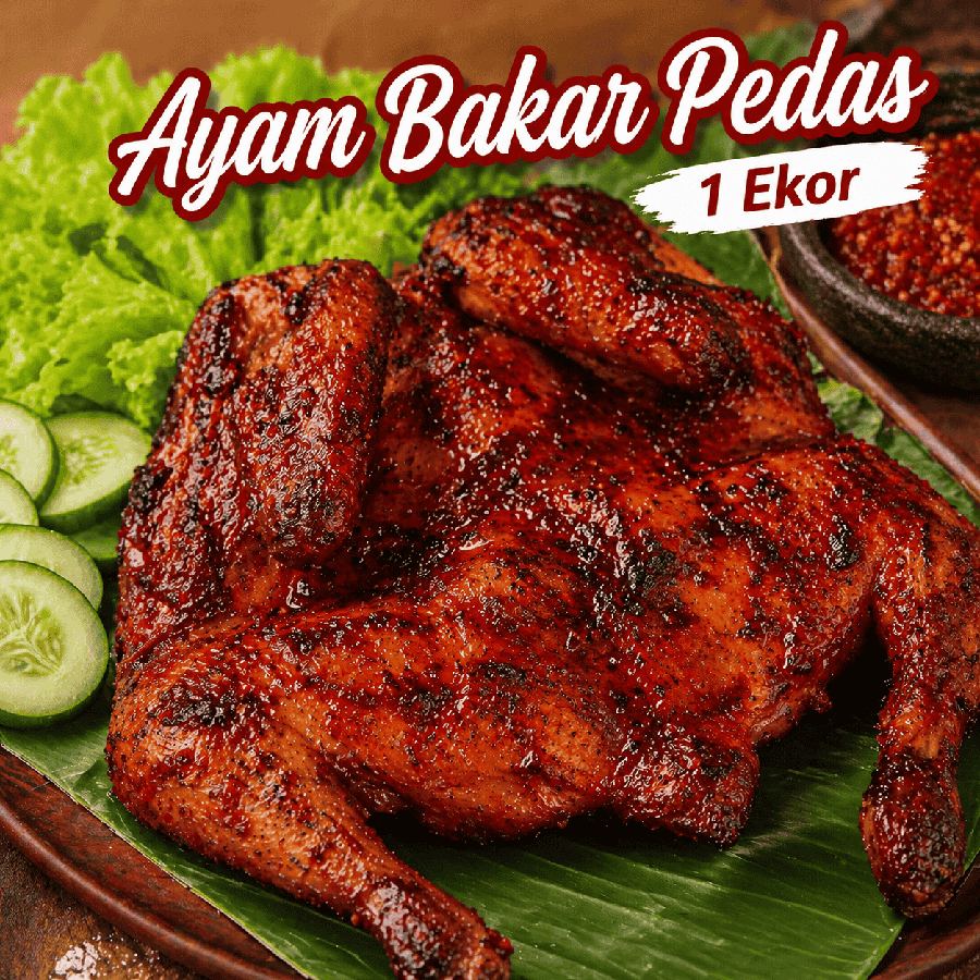 Foto Ayam Bakar Pedas 1 Ekor dengan lalap dan sambal
