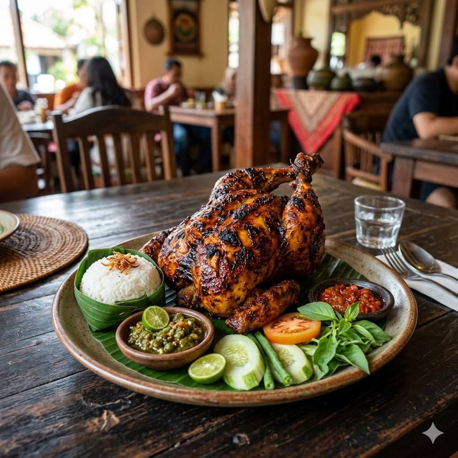 Foto Ayam Bakar Minang 1 Ekor dengan lalap dan sambal