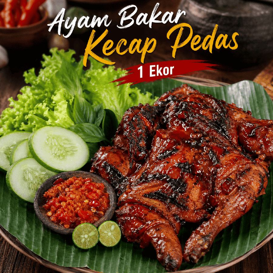 Foto Ayam Bakar Kecap Pedas 1 Ekor dengan lalap dan sambal