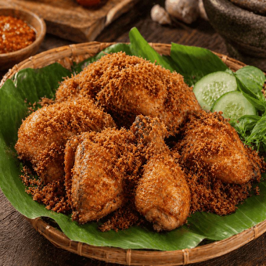 Foto Ayam Goreng Lengkuas 1 Ekor dengan lalap dan sambal