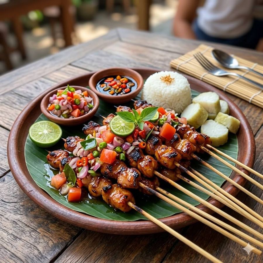 Foto Sate Ayam Dabu Dabu 10 tusuk dengan sambal dan lalap