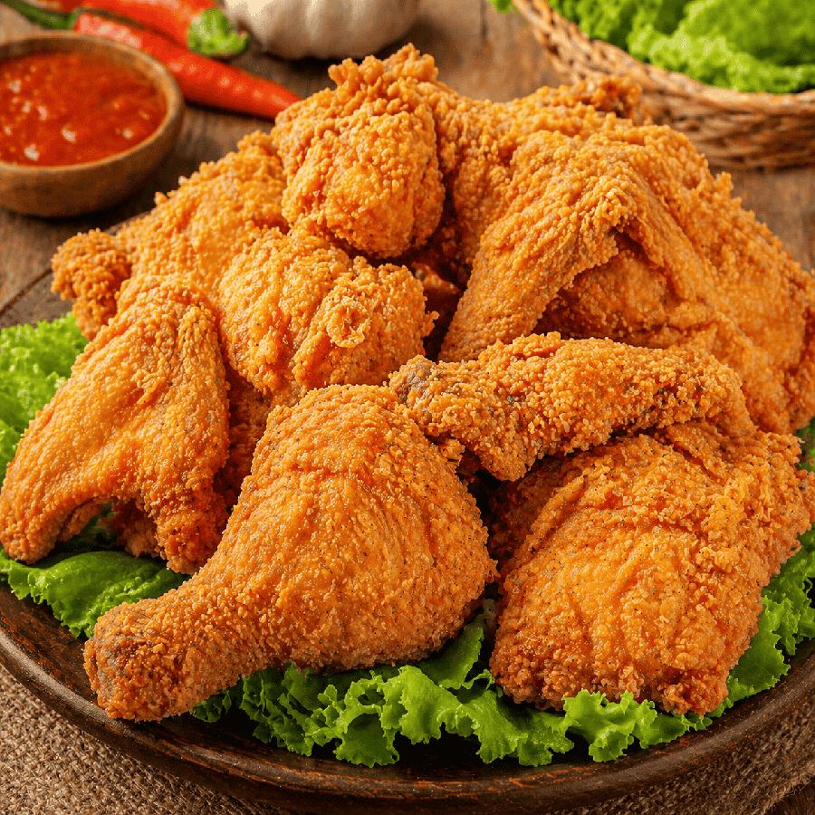 Foto Ayam Goreng Crispy 1 Ekor dengan lalap dan sambal