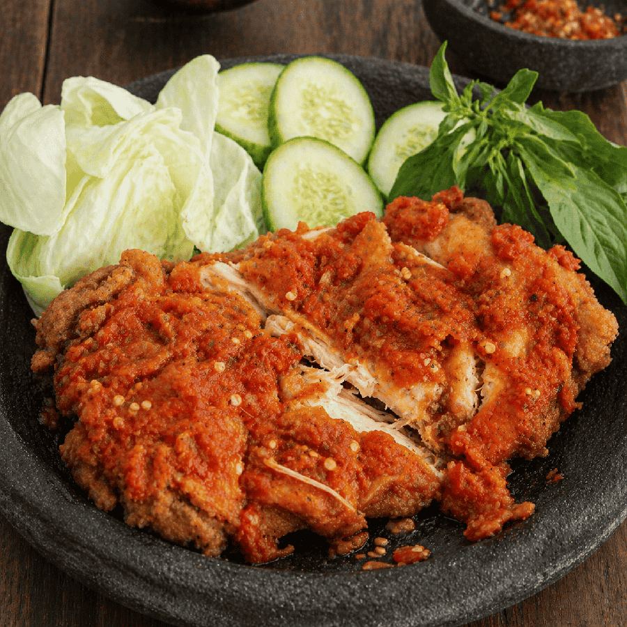 Foto Ayam Geprek 1 Ekor dengan lalap dan sambal