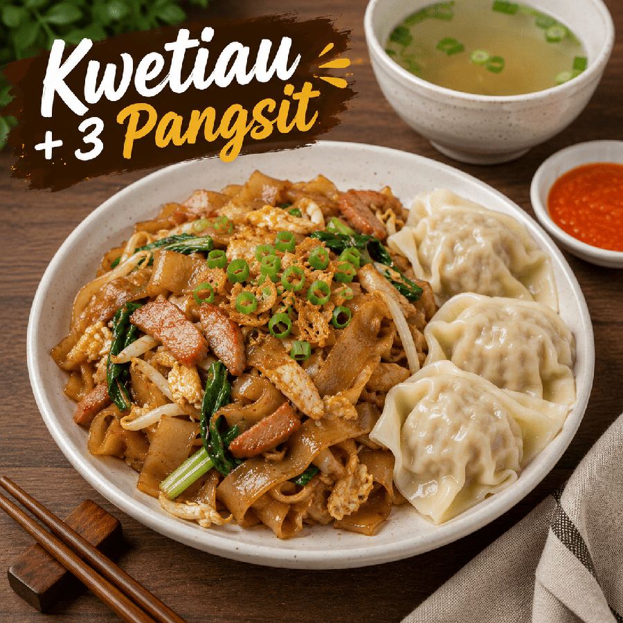 Foto Kwetiau + 3 Pangsit