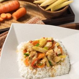 Foto Nasi Ayam Cah Jagung Muda