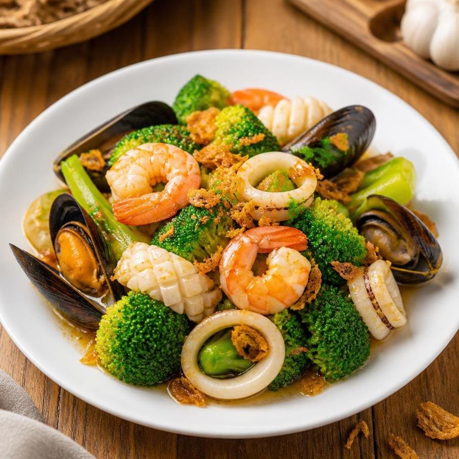 Foto Bakmi Golek Brokoli Cah Seafood