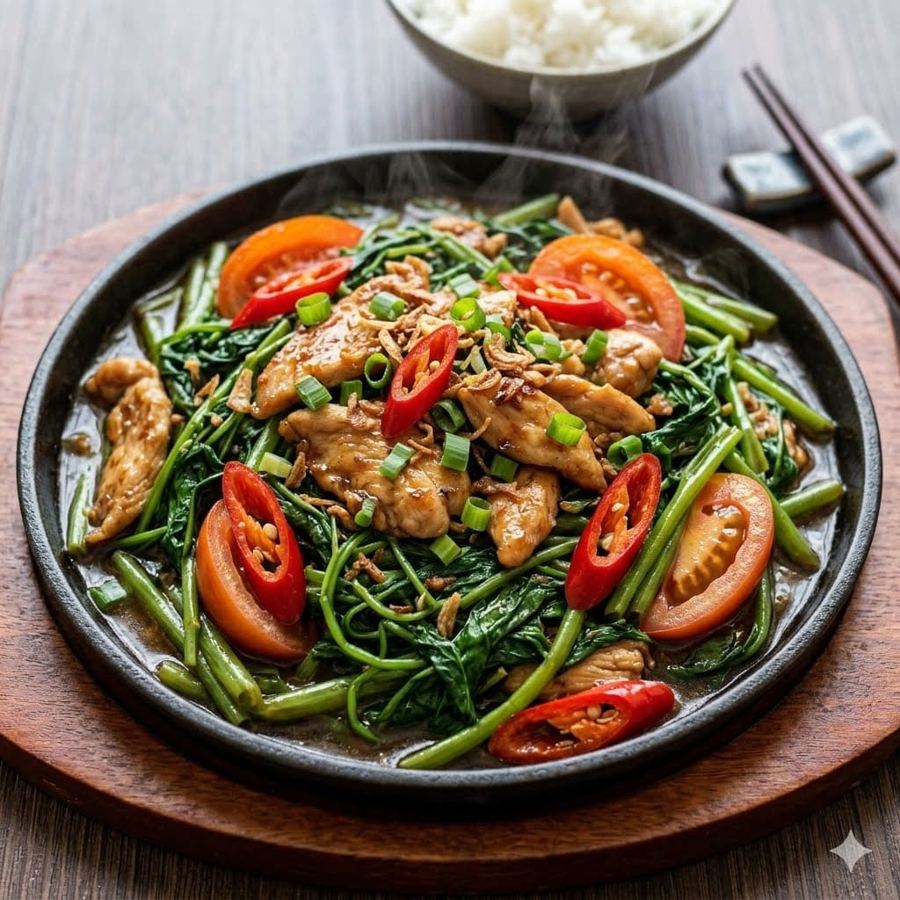 Foto Kangkung Cah Ayam
