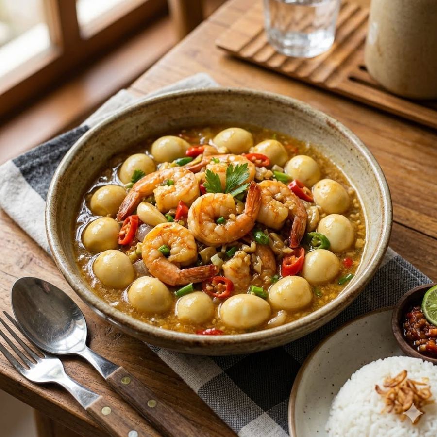 Foto Udang Cah Telur Puyuh