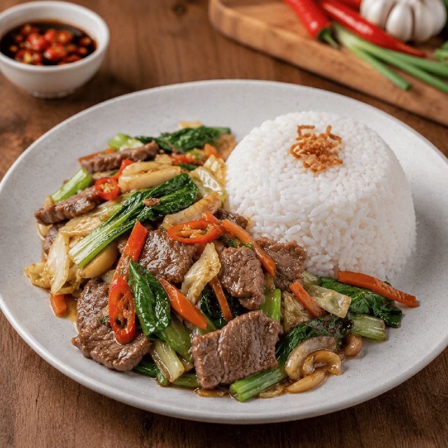 Foto Nasi Cah Daging Sapi