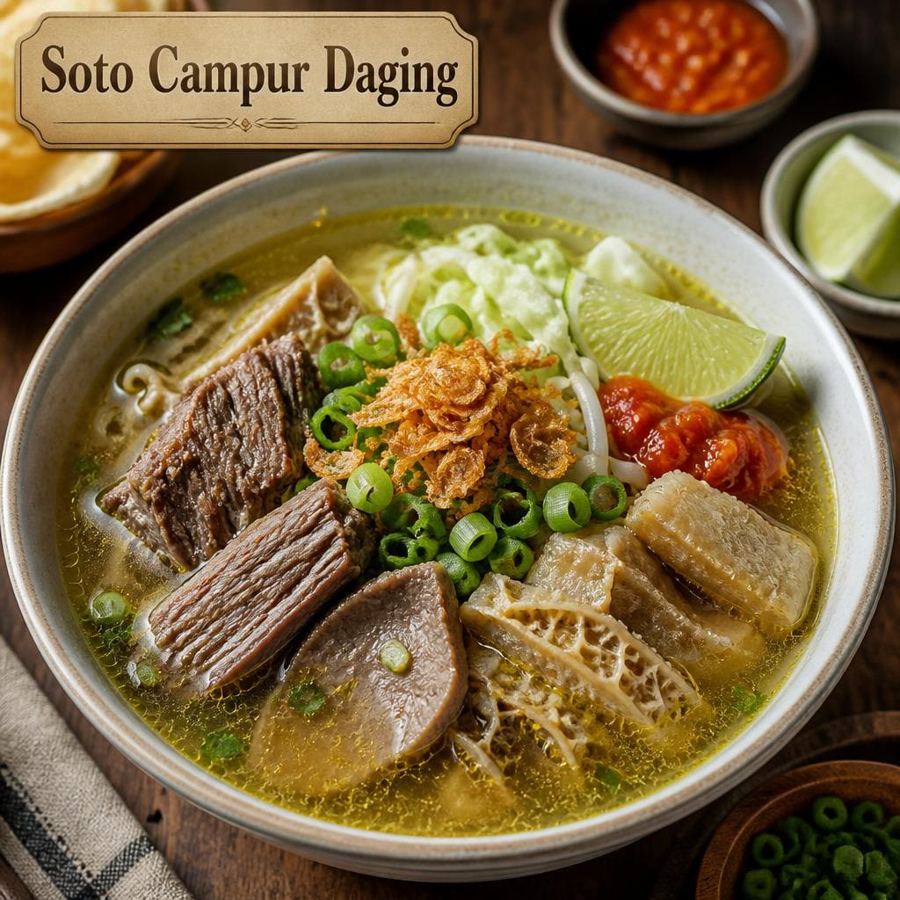Foto Soto Campur Daging dari Bakso Lapangan Tembak Senayan