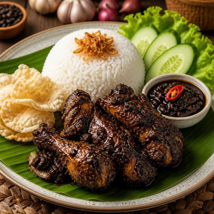 Foto Nasi Ayam Bumbu Hitam dari Bakso Lapangan Tembak Senayan