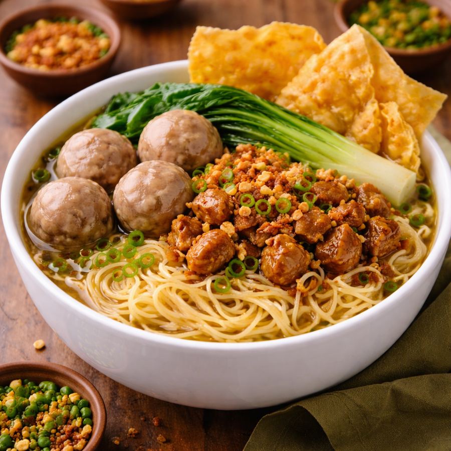 Foto Mie ayam bakso pangsit goreng