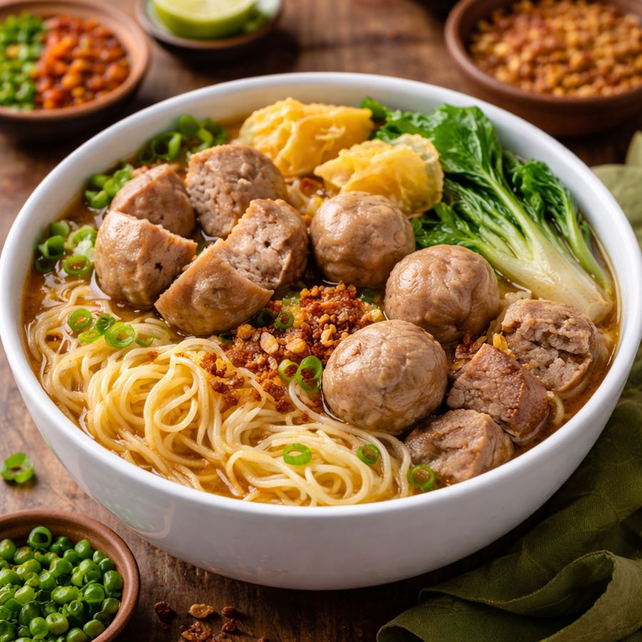 Foto Bakso mie campur lengkap