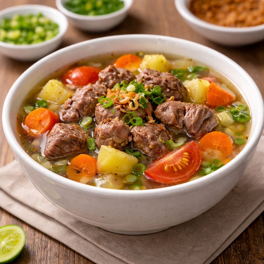 Foto Sop daging sapi hangat