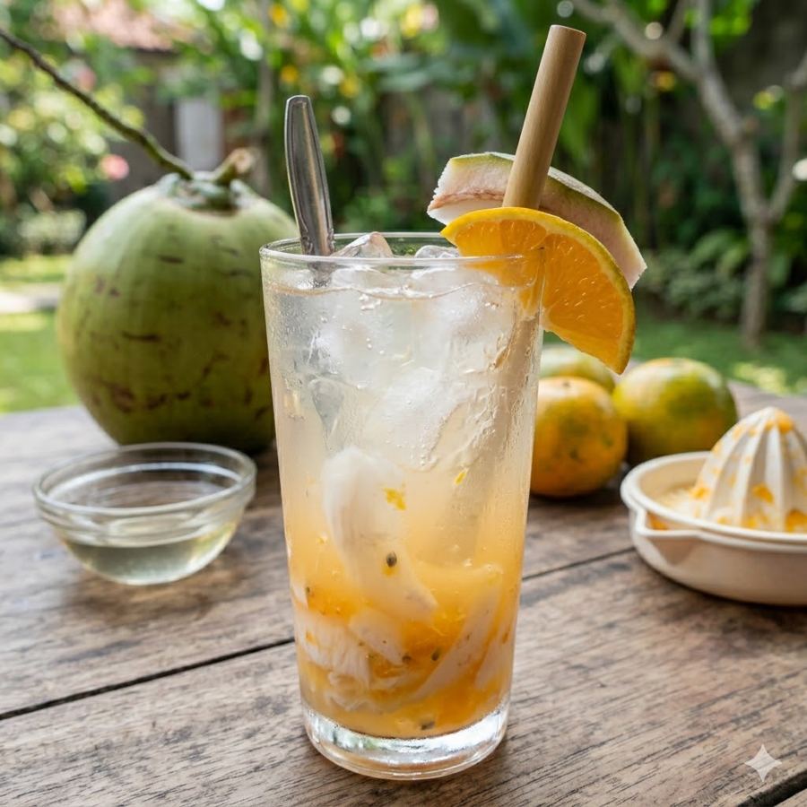 Foto Es kelapa jeruk segar
