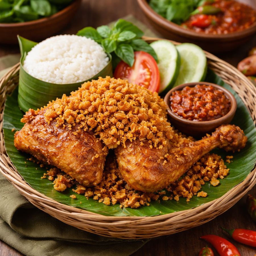 Foto Ayam kampung goreng kremes gurih