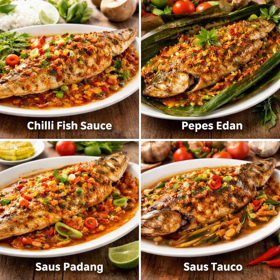 Foto Ikan Senangin (L) Chilli Fish Sauce / Pepes Edan / Saus