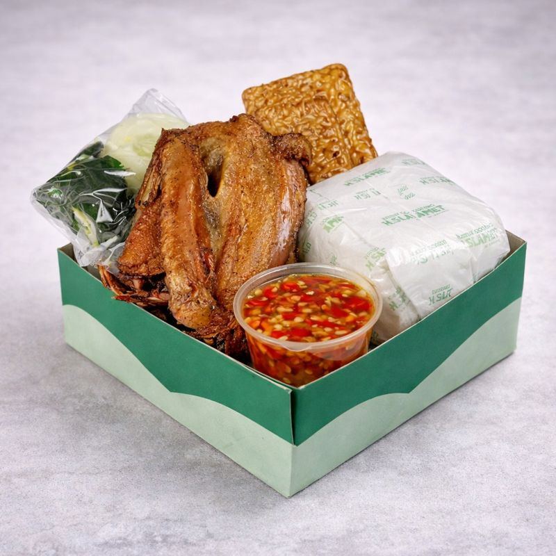 Foto Nasi Box Dada Bebek + Tempe