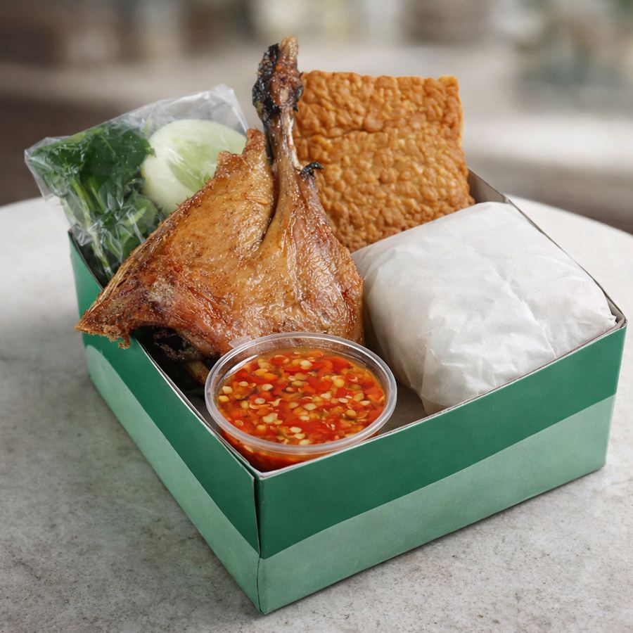 Foto NASI BOX BEBEK PAHA + TEMPE