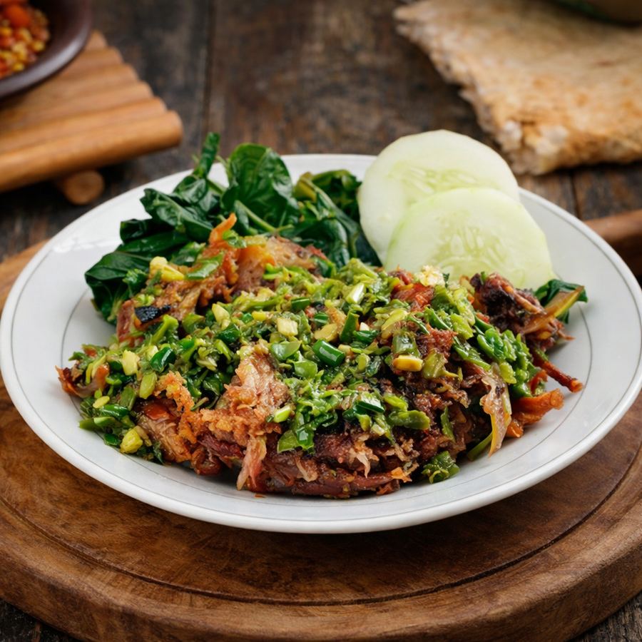 Foto Bebek Remuk Sambal Ijo Dada