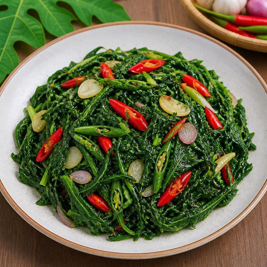 Foto Tumis Daun Pepaya