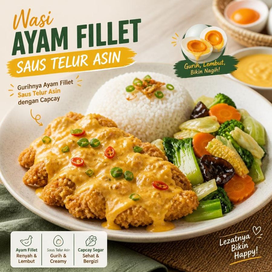 Foto Nasi Ayam Fillet Saus Telur Asin D’ Cost Seafood