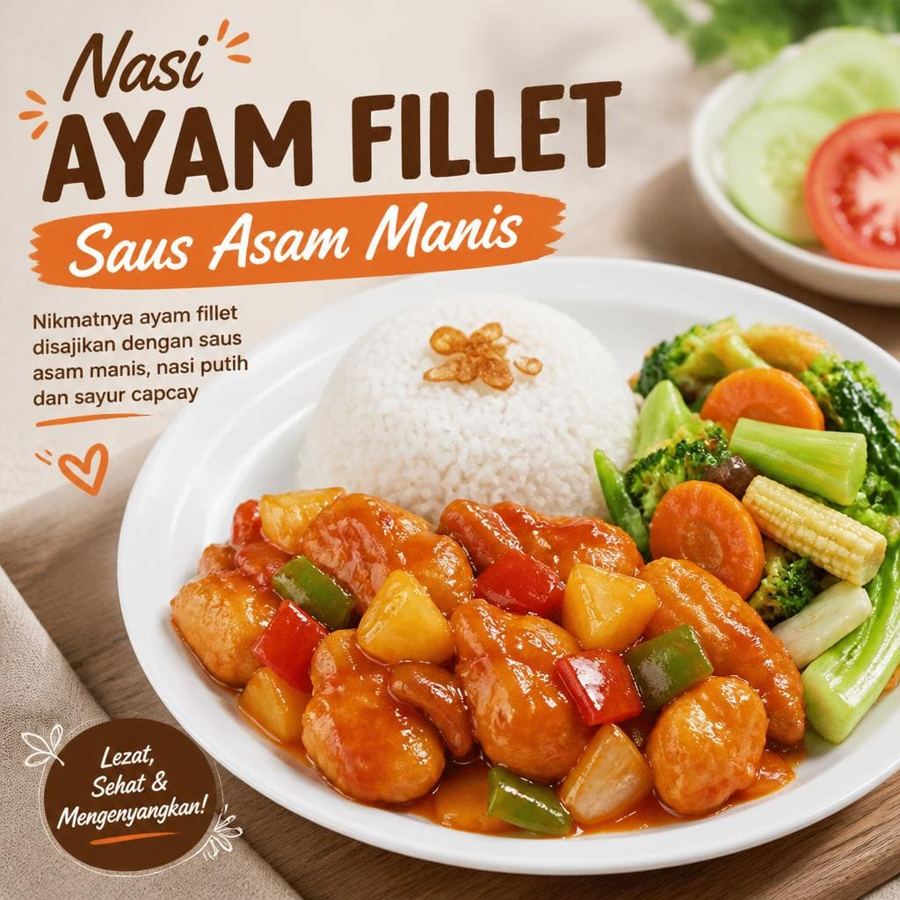 Foto Nasi Ayam Fillet Saus Asam Manis D’ Cost Seafood