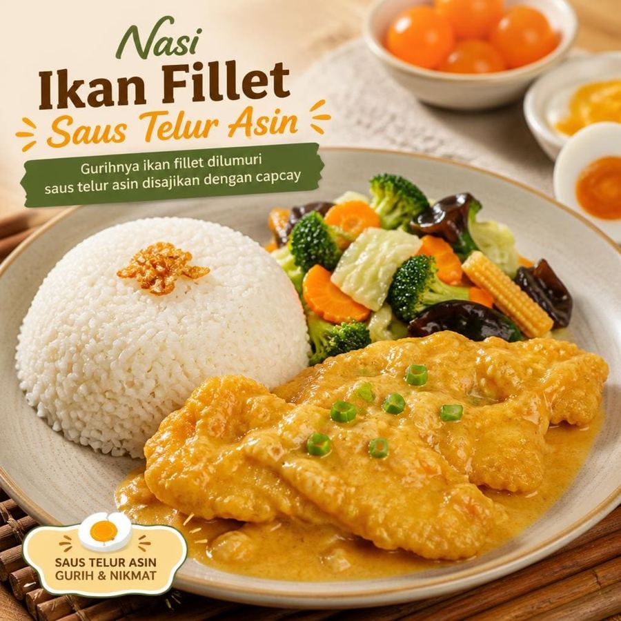 Foto Nasi Ikan Fillet Saus Telur Asin D’ Cost Seafood