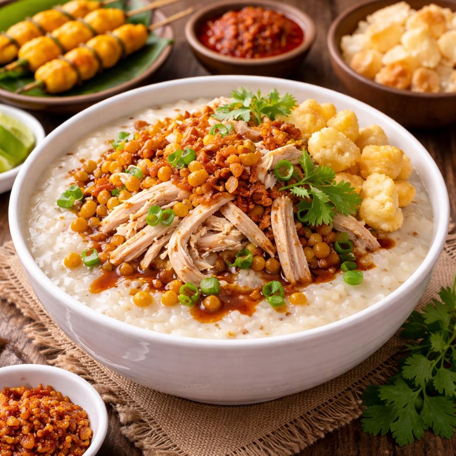 Foto Bubur Ayam Kudus Eat and Eat – bubur ayam khas Kudus dengan topping gurih