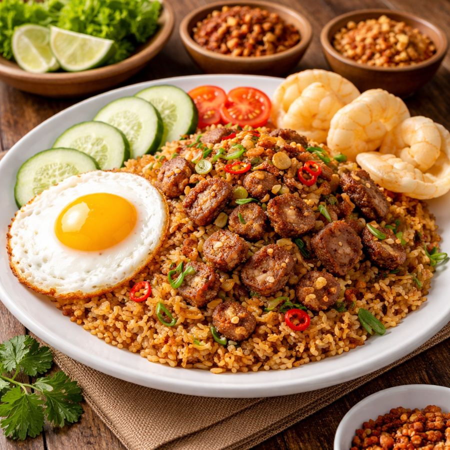 Foto Nasi Goreng Babat Eat and Eat – nasi goreng dengan olahan babat sapi