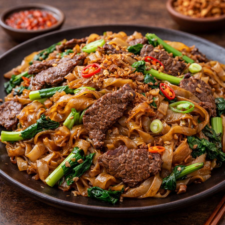 Foto Kwetiaw Goreng Sapi Eat and Eat – kwetiaw goreng dengan potongan daging sapi dan telur
