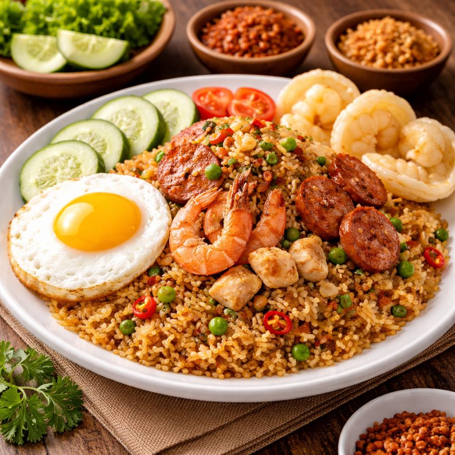 Foto Nasi Goreng Spesial Eat and Eat – nasi goreng dengan campuran ayam, udang, dan bahan pilihan