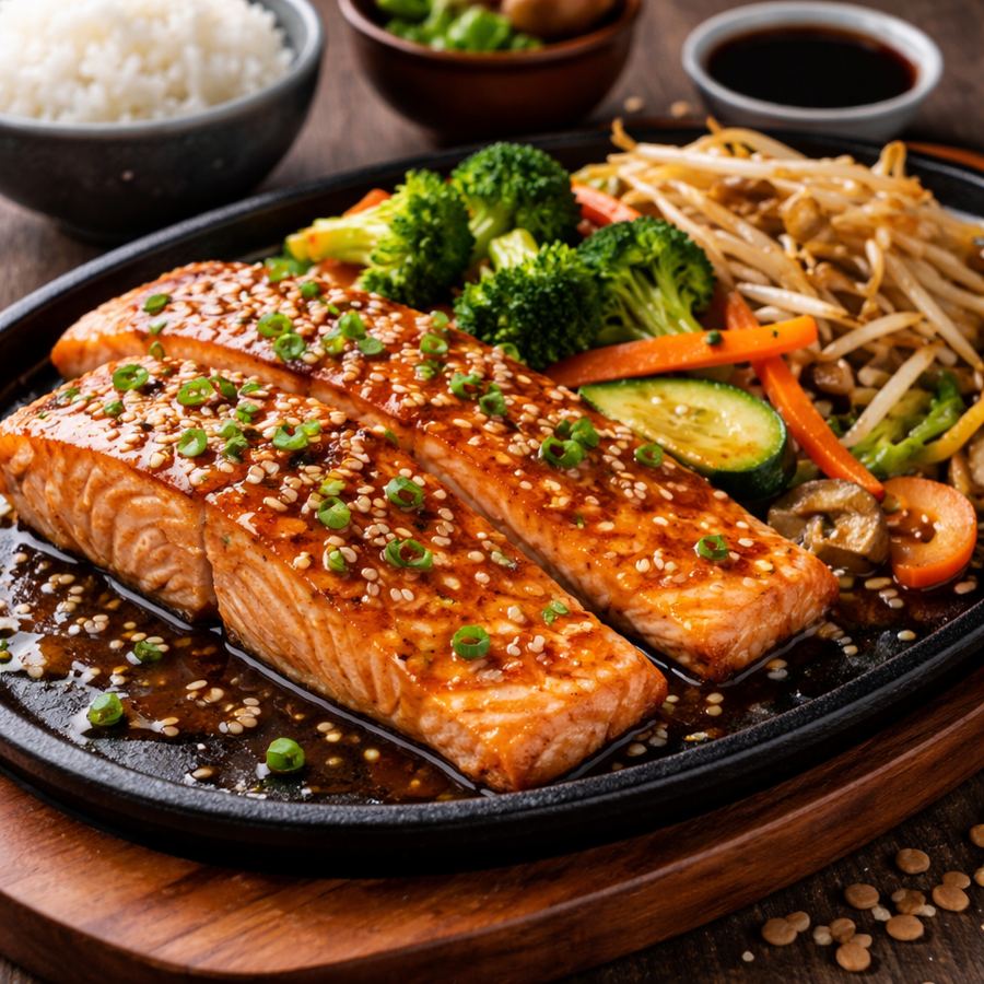 Foto Salmon Teppanyaki Eat and Eat – salmon panggang dengan saus khas teppanyaki