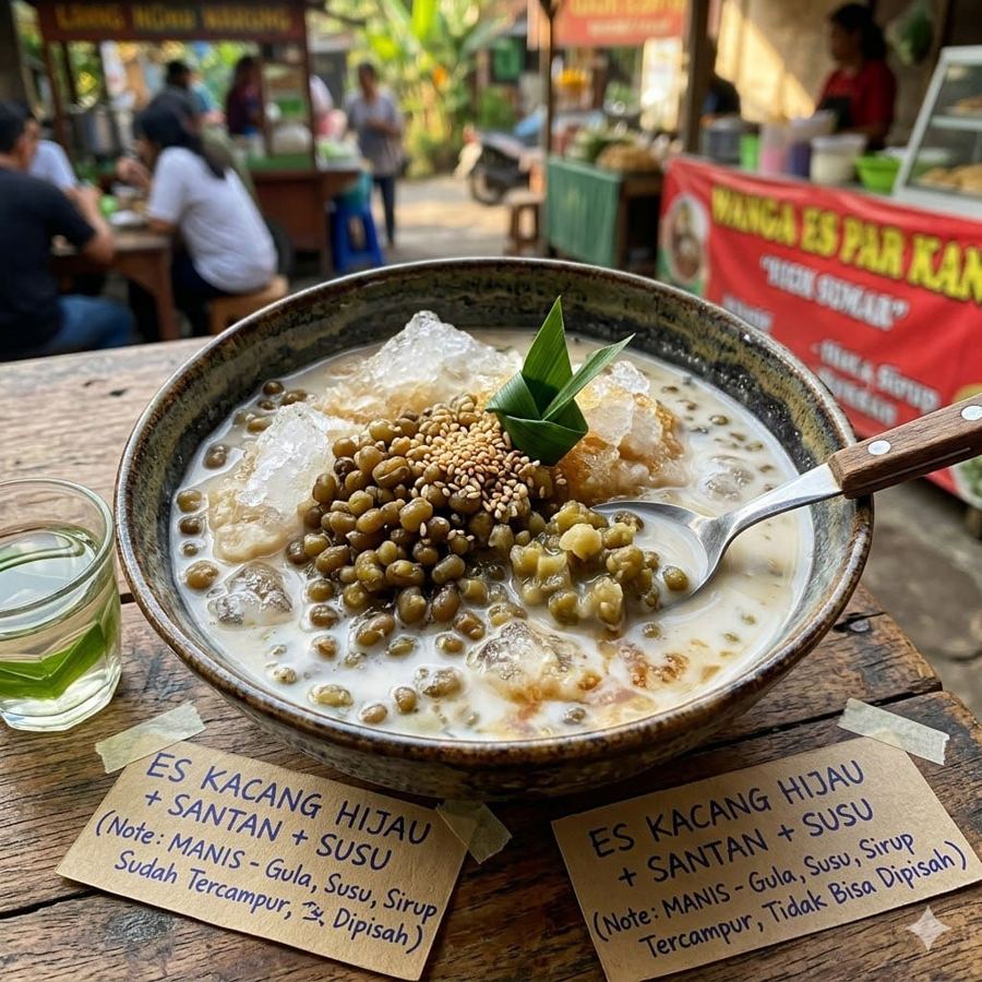 Foto Es Kacang Hijau + Santan + Susu