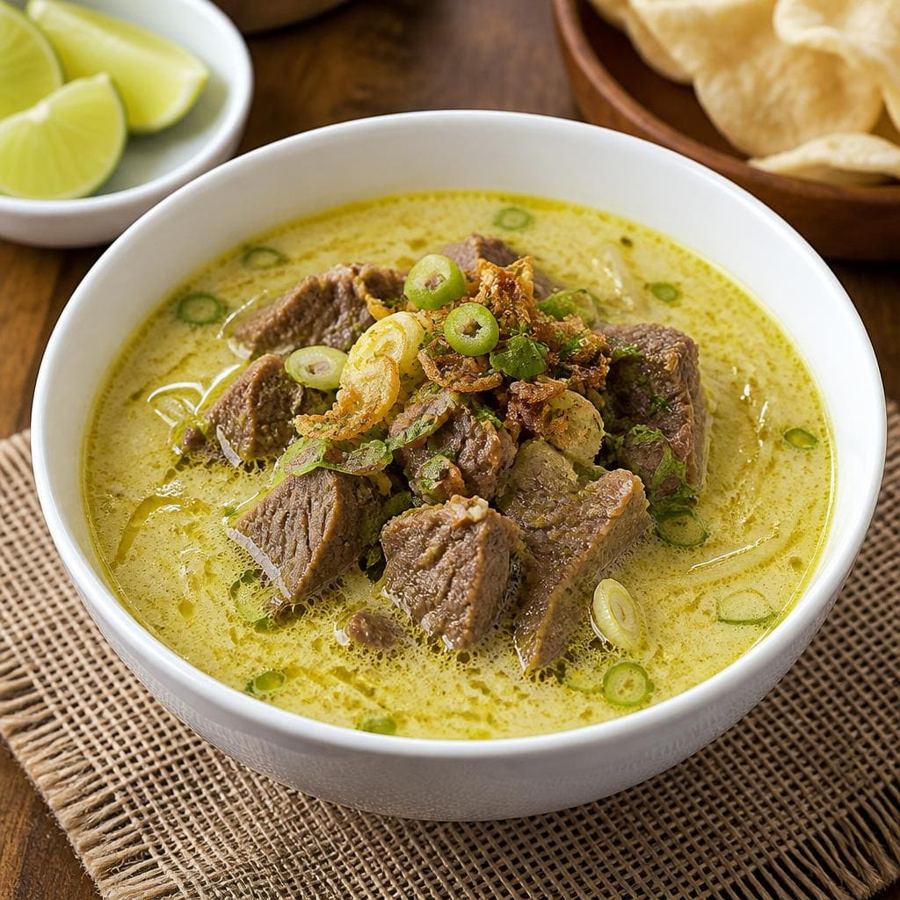Foto Soto Daging Es Teler 77 dengan kuah santan daging