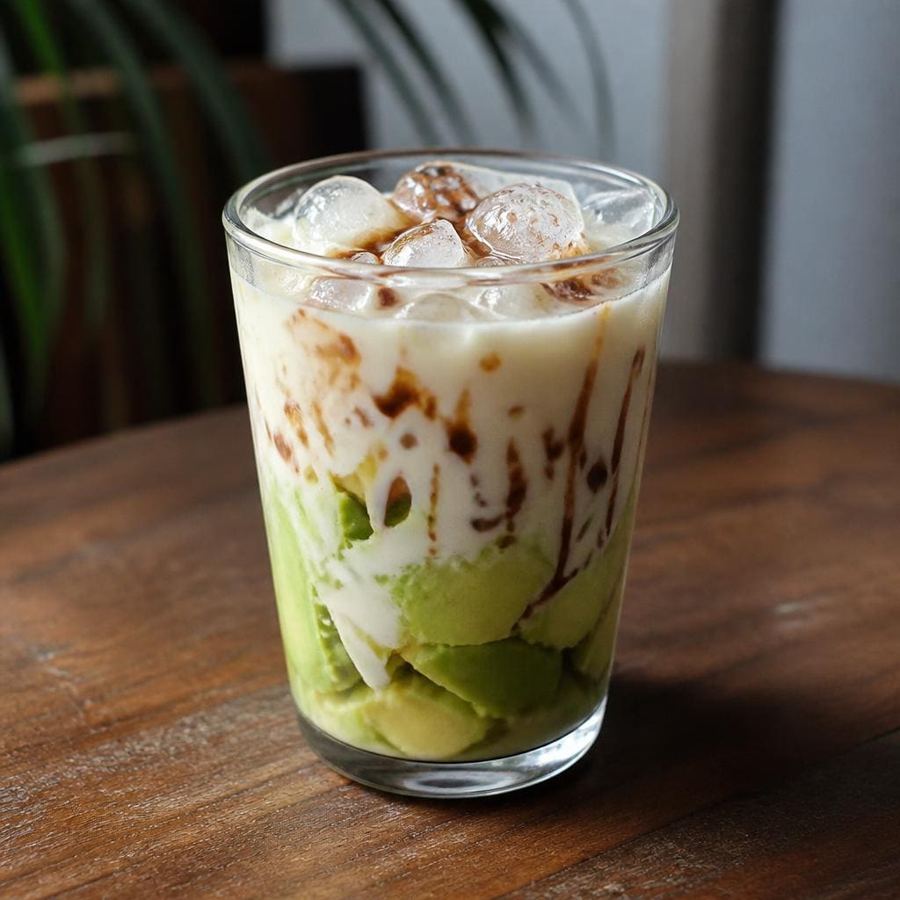 Foto Es Alpukat Es Teler 77 dengan gula teler susu dan syrup mocca