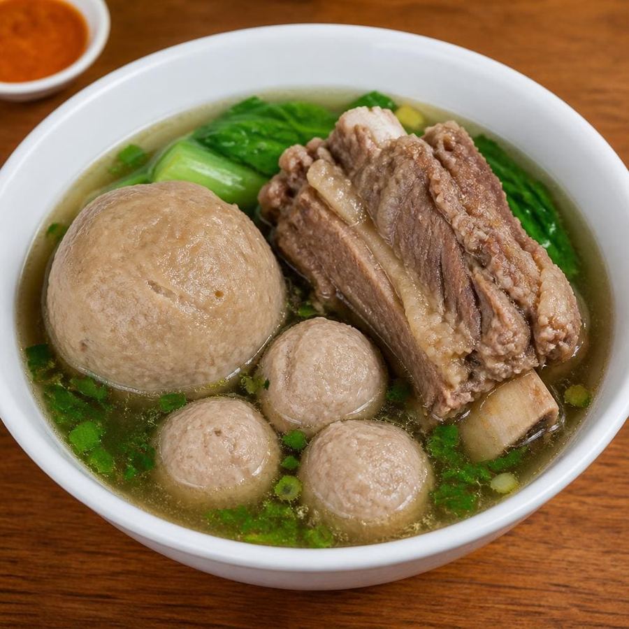 Foto Bakso Iga Es Teler 77 dengan bakso urat bakso kecil dan iga sapi