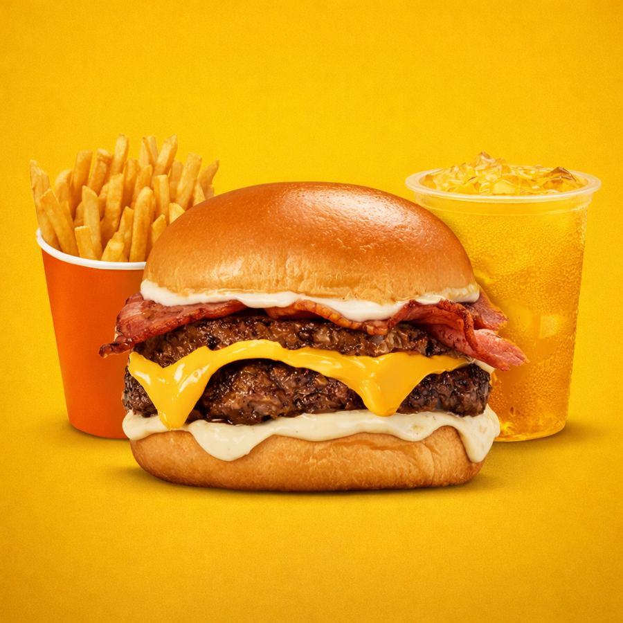 Foto Double Beef Rasher Cheese Burger Combo