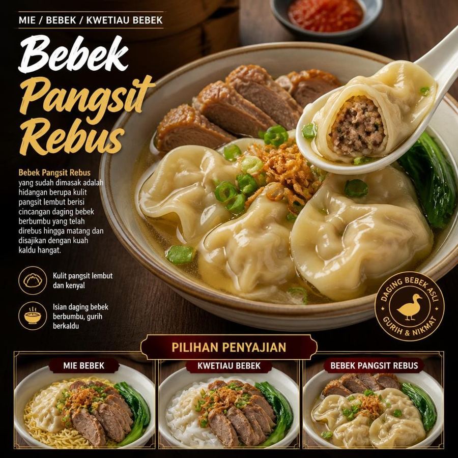 Foto Bebek Pangsit Rebus dari kategori mie bebek kwetiau bebek Gopek House