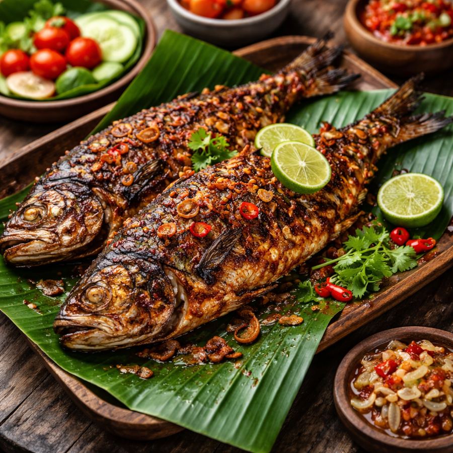 Foto ikan bakar jimbaran size 250gr dengan nasi dan sambel