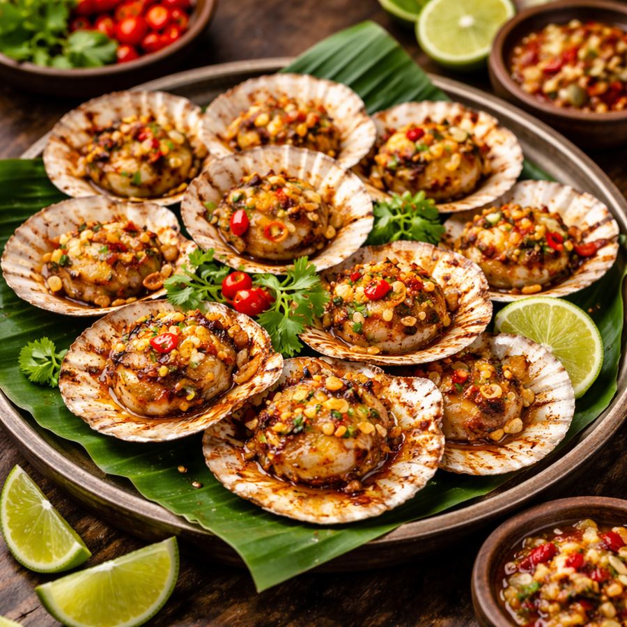 Foto kerang bakar 1 kg dengan nasi dan sambal